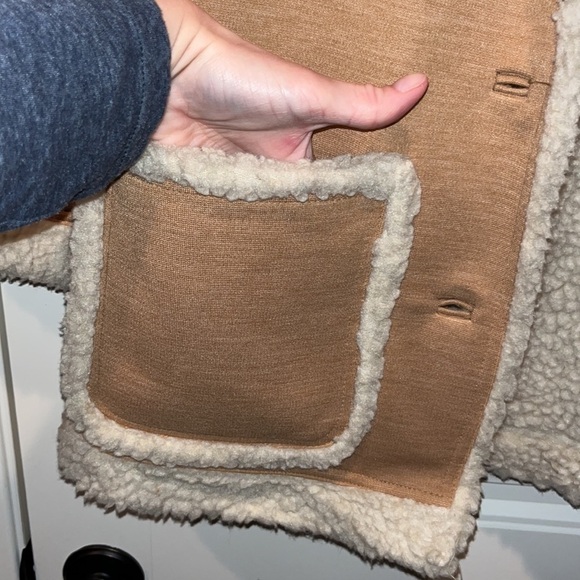 Knit Sherpa tan jacket coat vintage 1970s size M/L western boho hippie - Picture 3 of 10